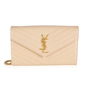 Saint Laurent Powder Grain De Poudre Large Monogram Envelope Chain Wallet
